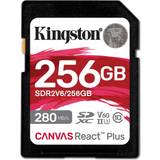 Kingston SDXC Minneskort Kingston Canvas React Plus SDXC Class 10 UHS-II U3 V60 280/150MB/s 256GB