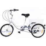 20" Trehjulingar Ccauub Tricycle with Big Basket 8 Speed