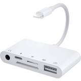 3.1 - Kabeladaptrar - Vita Kablar Nördic LGN-106 Lightning - USB A 3.1/3.5mm/TF/SD/USB C PD Adapter