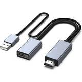 Nördic HMDP-106 Displayport 1.2 - HDMI 2.0/USB A Power Adapter F-M 0.5m