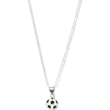 Little Miss Lovely Football Necklace - Silver/Black/White
