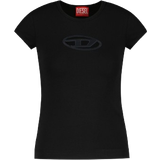 Diesel Dam T-shirts Diesel T-Angie T-shirt with Peekaboo Logo - Black