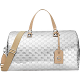 Silver Weekendbags Michael Kors Grayson Extra Large Logo Embossed Patent Weekender Bag - Silver