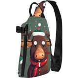 Herr - Multifärgade Axelremsväskor MQGMZ Tactical Shoulder Crossbody Backpack - Funny Christmas Moose Head