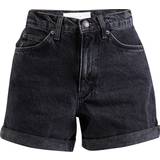 Topshop Dam Byxor & Shorts Topshop – Svarttvättade jeansshorts med uppvikta ben-Svart/a