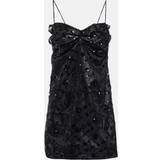 Ganni Korta klänningar Ganni Sequined lace minidress black