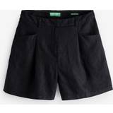 Benetton Dam Shorts Benetton Bermudas In Pure Linen, Black, Women