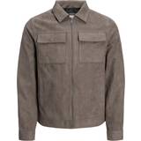 Parkasar - Skinnimitation Kläder Jack & Jones Rocky Payton Faux Leather Jacket - Brown/Falcon
