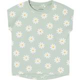 Blommiga Överdelar Barnkläder Name It Vigga T-shirt - Silt Green Daisy Flowers