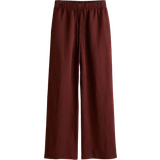 H&M Dam Byxor H&M Linen-Blend Pull-On Pants - Rust Red