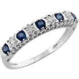 Gemondo Classic Half Eternity Band Ring - Silver/Sapphire/Diamonds