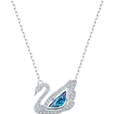 Swarovski Dancing Swan Necklace - Silver/Blue/Transparent