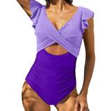 Volanger Badkläder Gibobby Full One PC Swimsuit - Purple