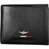 Aeronautica Militare Elegant Black Leather Two-Compartment Wallet - Black