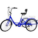 Noaled Three Wheel Cruiser Bike 24in Adult Tricycle With Shopping Basket & Seat Backrest For Seniors Women Men - Blue