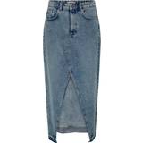 Dam - Långa kjolar Only Maxi Denim Skirt - Blue/Medium Blue Denim