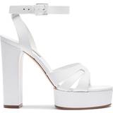 Casadei Dam Tofflor & Sandaler Casadei Betty Leather Platform Sandals Woman Platforms White