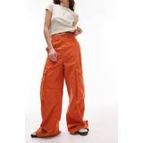 Cargobyxor - Dam - Orange Topshop High Waist Oversized Straight Leg Pocket Cargo Trouser