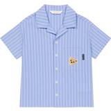 Skjortor Palm Angels Kids teddy-patch striped shirt kids Cotton/Nylon/Spandex/Elastane/Wool/Acrylic/Polyester Blue