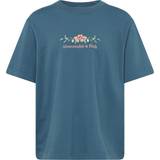 Abercrombie & Fitch Bomberjackor Kläder Abercrombie & Fitch – Mörkblå grov t-shirt med broderade blommor och logga framtill