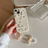 Shein Fashionable 3D Pearl Bowknot Tassel Chain Design Case for iPhone