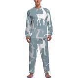 ARIESLEI125 Christmas Deer Pattern Soft Pajama Set Men - Blue