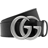 Gucci Double G Buckle Full Grain Leather Belt - Black