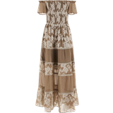 Blommiga - Långa klänningar - XXL Guess Embroidered Long Dress - Beige