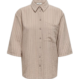 Dam - Randiga Skjortor Only Divya Striped Oversized Shirt - White/Beige