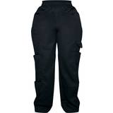 Dam - W23 Byxor PrettyLittleThing Plus Triple Pocket Straight Leg Cargo Trousers - Black