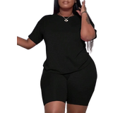 Lös Jumpsuits & Overaller Shein Slayr Plus Size Monochrome Casual Two-Piece Set