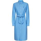 Polo Ralph Lauren S Klänningar Polo Ralph Lauren Belted Cotton Oxford Shirt Dress - Light Blue