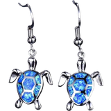 Shein 1 Pair Cute Women Turtle Animal Earrings Female Wedding Jewelry Gift Fashion Blue Imitation Opal Drop Earrings For Women Accessories