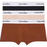 Dam Kalsonger Calvin Klein Modern Cotton Stretch Natural Low Rise Trunks 3 pack - Black/Warm Bronze/Cedar