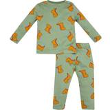 DeFacto Kid's Long Sleeve Rib Dinosaur Print Pajama Set - Lt.Green