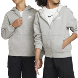 Nike Hoodies Barnkläder Nike Big Kid's Sportswear Club Fleece Full-Zip Hoodie - Dark Grey Heather/Base Grey/White