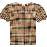Burberry Blusar & Tunikor Burberry Kid's Check Stretch Cotton Blouse - Archive Beige