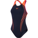 Speedo Placement Women's Laneback Swimsuit - Navy/Orange