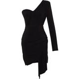 Enaxlad / Enärmad - Korta klänningar Trendyol Collection Fitted Knitted Elegant Evening Dress - Black