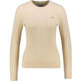 Bomull - Dam Tröjor Gant Cable Knit Cotton Sweater with Stretch - The Linen