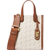 Michael Kors Vita Axelremsväskor Michael Kors Gigi Extra Small Shoulder Bag with Empire Signature Logo Pattern - Vanilla/Luggage