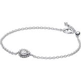 Bismarck Armband Pandora Sparkling Pear Halo Chain Bracelet - Silver/Transparent