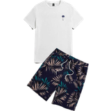 Herr - Rundringad Jumpsuits & Overaller Shein Manfinity RSRT Men Tropical Print Tee & Drawstring Waist Shorts Set