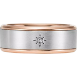 Herr Ringar Fossil Classic Two Tone Band Ring - Silver/Rose Gold/Transparent