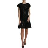 Dolce & Gabbana Korta klänningar Dolce & Gabbana Elegant Black Floral Lace A-Line Mini Women's Dress