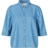 Bomberjackor - Dam - Jeansskjortor Lollys Laundry BonoLL Shirt SS - Light Blue
