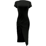 8 - Dam - Enfärgade - Midiklänningar Shein Slayr Ladies Solid Color Drawstring Split Design Bodycon Dress