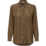 8 - Dam Skjortor Only Tokyo Plain Linen Blend Shirt - Brown/Cub