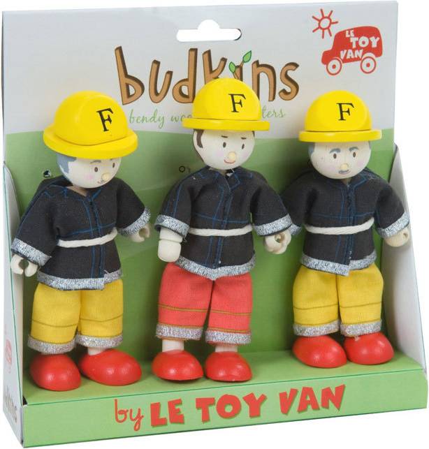 Le Toy Van Budkins Firefighters Wooden DollsSet of 3 Wooden FiremanDolls 3+yr