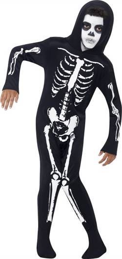 Bild på Smiffys Skeleton Costume Black All in One with Hood